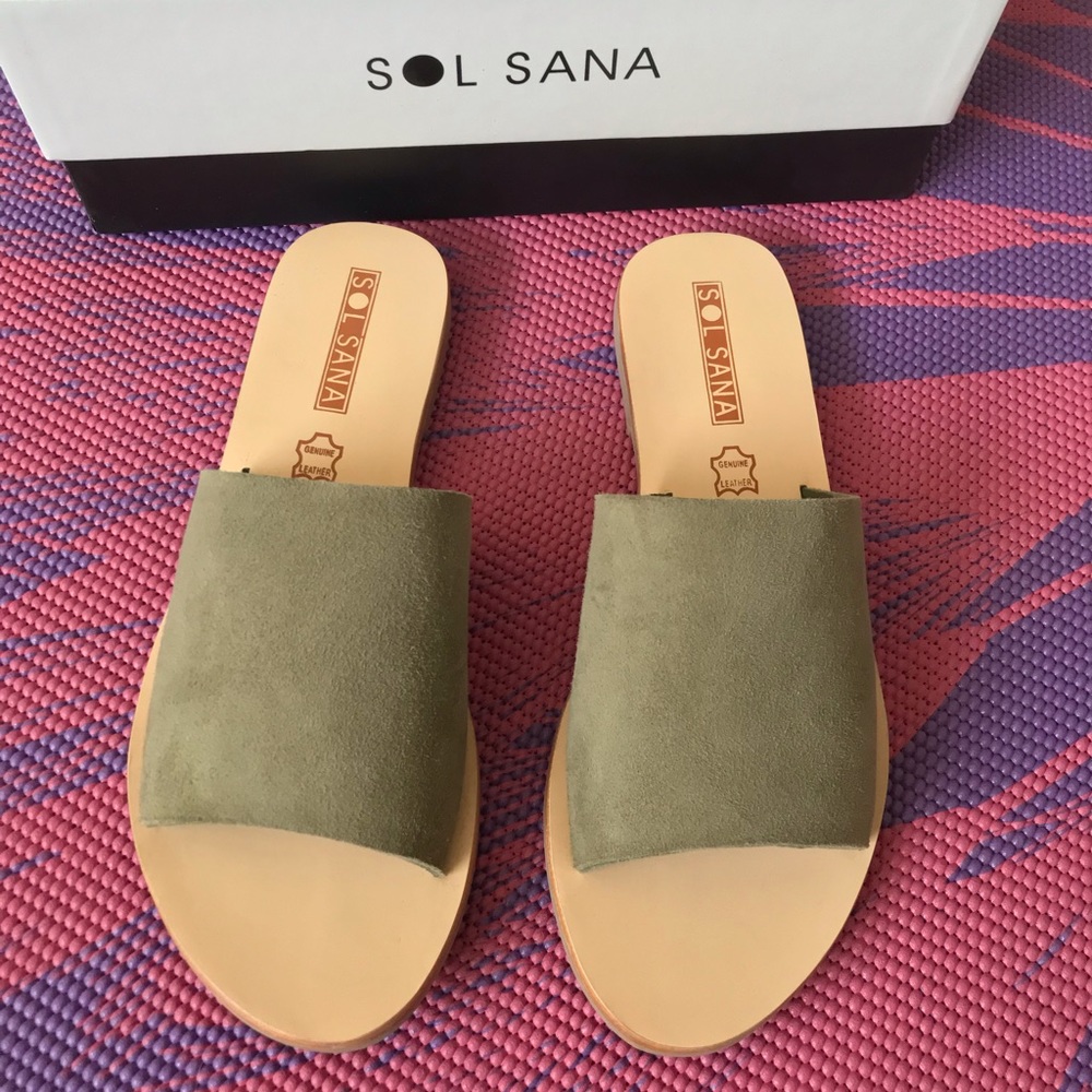 SOL SANA Suede Slide Flat Sandals